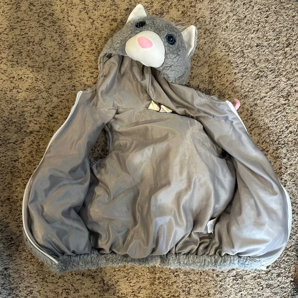 Kids Grey Kitten Cat Costume Plush Hooded Vest 24M Halloween